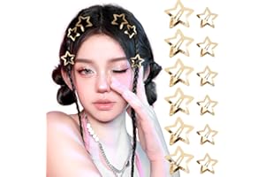 BOFUNX 12 Stücke Stern Haarspangen Gold Y2K Haarschmuck Pentagramm Hair Clips für Mädchen und Frauen, 2 Größe 3cm 4cm