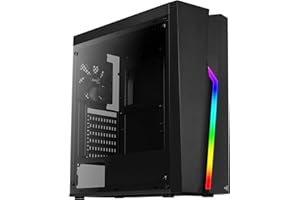 Aerocool Bolt Mid-Tower RGB PC Gaming Case, ATX, Full Acrylic Side Panel, RGB LED Strip Included, 13 Lighting Modes, 1 x 120mm Black Fan Included, High Performance Mid - Tower Case , Black