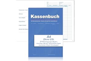 BEIMEIII Kassenbuch A4 über 2100 Einträge Kassenbuch Kleinunternehmer 32 Blatt Kassenbuch Ohne Mehrwertsteuer für Verein Klein Finanzamt Haushalt Selbständige Kosmetikstudio Blau