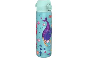 ION8 Butelka na Wodę, 500 ml/18 oz, Szczelna, Łatwe Otwieranie, Bezpieczny Zamek, Można Myć w Zmywarce, Bez BPA, Higieniczne Pokrycie, Uchwyt do Przenoszenia, Łatwa Czyszczenie, Bezwonny, Syreny