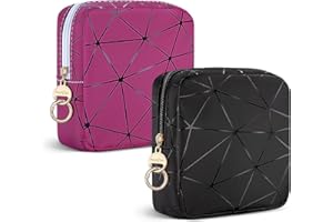PLAYEXEN 2 Piezas Neceser Maquillaje Pequeño Mini Estuches de Maquillaje para Niñas Mujeres de PU Organizadora Maquillajes Cosméticos Mini Neceser de Viajes Compras Tarjetas 11,5 * 11,5 * 3cm(Negro&Rose)