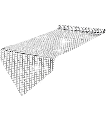 Chemin De Table Disco Argenté Paillettes - 275x30cm, Vintage 70s, Noël, Mariage
