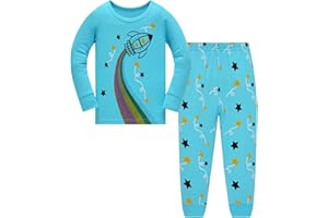 Colobe Jungen Schlafanzug Astronaut Hai Platz Langarm Zweiteilig Pyjama Kinder Baumwolle Schlafanzüge Set Winter Weihnachten Nachtwäsche Größe 1-12 Jahre