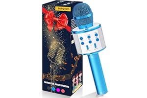 BukyTom Karaoke Mikrofon für Kinder - 4 in 1 Drahtloses Kids Microfon für Spielzeug, Bluetooth Karaoke-Mikrofon Kompatibel mit PC Smartphone Android IOS