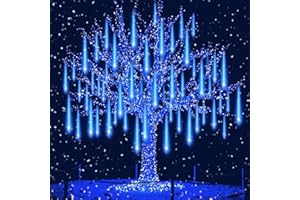 Auniq 30cm Luci Della Pioggia di Meteore, 10 tubo 240 LED Meteor Luci Natale con EU Spina, IP65 Impermeabili Meteor Shower Light Luci Natalizie per Esterni Giardino Festa di Nozze (Blu)