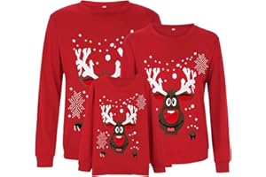 GENERIC Weihnachten Pullover Set Partnerlook Pärchen Weihnachtspullover Familie Set Gestrickte Pullover Strickpullover Winterpullover Weihnachtspullis Sweatshirt Kinder Damen Herren #1