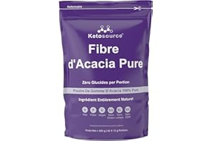 Fibre d'Acacia Pure | 0g de glucides | Zéro calories | Prend en charge le jeûne et le régime cétogène | Supplément de fibres solubles prébiotiques | Sans additifs | Sachet de 500g | Ketosource®