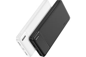 AsperX Batterie Externe Lot de 2, 10000mAh Power Bank, Batterie Externe Charge Rapide USB C Input & Output Powerbank Compatible avec iPhone, Huawei, Samsung, iPad, Tablette (Noire et Blanche)