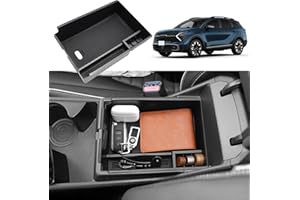 Coleya Mittelkonsole Aufbewahrungsbox Kompatibel mit Kia Sportage NQ5 2022 2023 2024 (AT), Sportage NQ5 Zubehör Armlehne Organizer, Mittelarmlehne Handschuhfach Mit Rutschfestermatte (Schwarz)