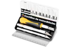 OfficeTree Cutter Manualidades Set - 16 Piezas - Bisturi Manualidades Profesional por 3 Cutter Precision Diferentes y 13 Cuchilla - Escalpelo - Cuter de Precision