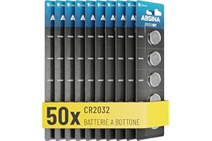 ABSINA 50x Batteria CR2032 3V - Pile CR2032 a prova di perdite, resistenti e longevoli - Batterie CR2032, CR 2032 batteria, batterie 2032 a bottone, pila CR2032, batteria 2032, pile 2032 bottone