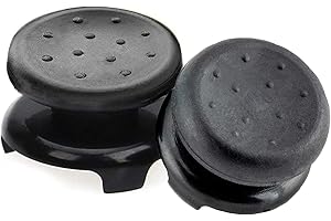TEUVO Thumb Grip per PS4 e per PS5, 2 Pezzi Nero Silicone Thumbsticks Copri Analogici Thumbsticks per Migliorare la Precisione di Puntamento e di Controllo