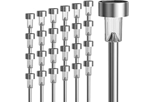 GIGALUMI - Paquete de 24 luces solares para caminos, de acero inoxidable, impermeables, con encendido y apagado automático, para exteriores, luces LED solares para paisajes, para jardín, patio