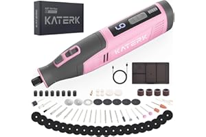 Katerk Kit di Utensile Multifunzione, Utensile Rotante a 6 Marce, 28000 giri/min, 4000mAh, Strumenti Multifunzione con Luce LED e 70 Accessori per Foratura, Fresatura, Incisione, Lucidatura - Rosa