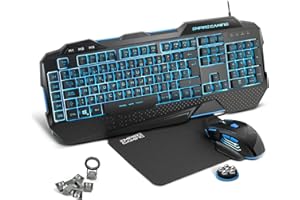EMPIRE GAMING - Pack Hellhounds Layout QWERTY Español Teclado Ratón y Alfombrilla Gamer - Semimecánicos - 33 macros configurables- 7 Botones 7200 dpi - Retroiluminación LED - Cable RGB - USB