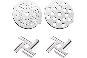 ‎SHUNFAJI Fleischwolf Klingen Edelstahl Fleischwolf Teller, 4 Stück Disc Messer Schneider Scheiben Schleifplatten Edelstahl Fleischwolf Zubeh, Elektrische Manuelle Fleischwolf Ersatz Zubehör