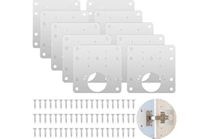 Fousenuk 10 Pezzi Piastra di Riparazione Della Cerniere Inossidabile, Ante Cucina 9×9cm Cerniere Mobili Porte, Piastre Armadio Legno Porte con Fori, kit di Montaggio della cerniera Acciaio con 60 Viti