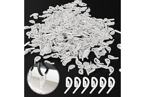 OKTAYOCUM 200 Pcs Curtain Hooks(2.8X1.2cm), White Plastic Curtain Glider Hooks, Heavy Duty Drapery Hooks, Curtain Header Tape Drapery Hooks for Windows, Doors and Shower Curtains