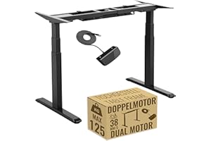 RICOO WM0623-B biurko z regulacją wysokości, stelaż z 2 silnikami, bez blatu, stolik komputerowy, biuro, rama stołu roboczego, czarna