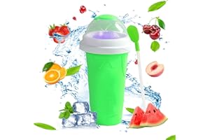 RPEIXYA Slush Becher Silikon Squeeze Cup zum kneten Gefrorene Maker Smoothie Becher Sommer-Slush Cup mit Strohhalmlöffel für Leckeres Slush Eis (Grün)