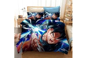 GDGM Juego de funda de edredón y funda de almohada 3D, diseño de dragón de Z Goku, funda de edredón y funda de almohada de microfibra, con cremallera, juego de cama infantil (A04,200 x 200 cm, 75 x 50 cm)
