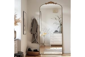 LunaMirror Filigree Specchi da terra, 180 x 76 cm, stile vintage, Sierlijke Gesneden Applicatie Retro Home Decor Specchio da parete per Woonkamer Slaapkamer Hal Entree, oro