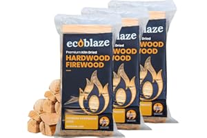 Ecoblaze Kiln Dried Firewood Logs 3x8.5kg Bag, Fire Logs, Firewood, Kindling Wood, Fire Pits & Pizza Oven Wood - High Heat Log For BBQ, Hardwood Woods for Wooden Burner - Eco-Friendly and Sustainable
