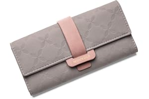 MUIIKOLA Women's Wallet RFID Blocking Ladies Purse Women Leather Fashion Long Purse Clutch Holder Case Four Leaf Clover Coin Zipper Long Purse with Multiple Card Slots and Roomy Compartment