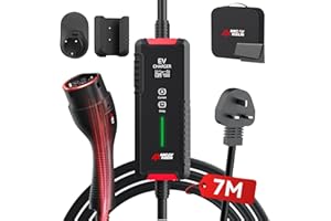MCEVKELN ev charger Type 2 to 3 PIN - 3Pin to Type 2 3kW 7M| 1-Phase| 13A Mode 3 Charging Cable | Switchable Current 6A-13A, EV Mobile Charging Station for Electric Cars & Hybrid Sock