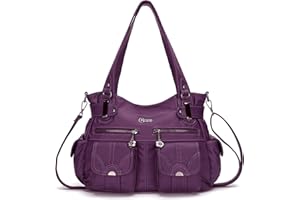 KL928 - Sac à main pour femme - En cuir élégant - Avec bandoulière et hanses - Avec de nombreux compartiments, L