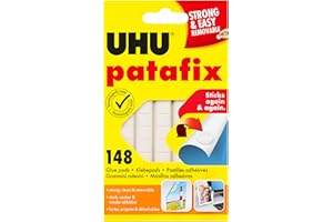 UHU Patafix Original - Pastillas adhesivas precortadas, reposicionables, blancas, 148 pellets