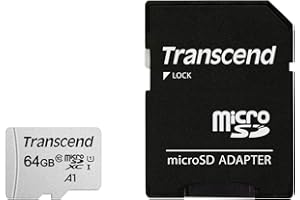Transcend USD300S | 64GB MicroSD card with adapter | UHS-I U1/ A1, 100/25 MB/s (TS64GUSD300S-AE)