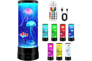 BYZESTY Lampe méduse à lave, lampe à lave, méduses, lampe à lave, lampe à méduses, lampe LED 17 couleurs, lampe d'aquarium pour lumière d'ambiance, veilleuse, décoration de la maison
