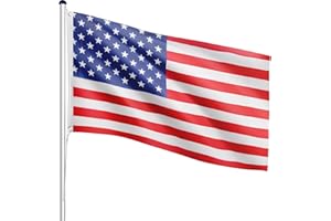 FLAGMASTER asta telescopica in alluminio 6,50 m, regolabile in altezza in 5 posizioni, 30 bandiere diverse tra cui scegliere, set completo con presa a terra