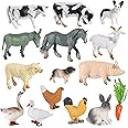 SIENON 15Pcs Farm Animal Figures Toys, Realistic Mini Barn Animals Figurines Playset for Kids Education Learning Birthday Cake Decoration Easter Egg Fillers Party Favors
