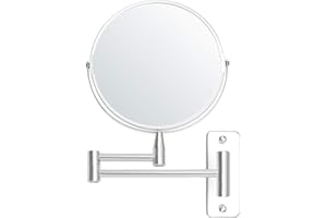Belle Vous Chromowane Naścienne Wysuwane Obrotowe o 360° Lustro - Powiększenie 5X - 22 x 20,7 cm - Dwustronne Obrotowe Lustro ze Stali Nierdzewnej do Łazienki, Makijażu i Golenia
