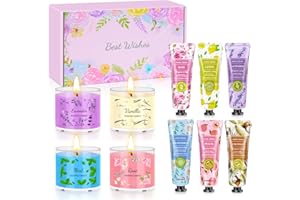 LFENYIGI Candles Gifts for Women 4 Pack Scented Candle Set 6 Pack Hand Cream Gift Set Aromatherapy Candles Moisturizing Hand Cream Ideal for Birthday Christmas Valentine's Day Mother Teacher Friends