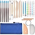 GOLDEROC 22 Piece Pottery Set Modelling Tool Set with Storage Bag, Modelling Clay Air Drying Tool Set, Ceramic Clay Tool for Model Making, Carving, DIY Crafts, Carving Beginners