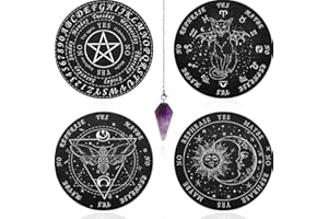 Weyying 5 Pcs Autel de La Sorcière, Panneau de Cristal Pendule, Pendule de Divination Radiesthésiste, Panneau de Message Métaphysique, pour La Sorcellerie, Les Peintures Murales, La Religion