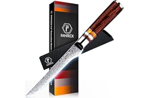 F FANTECK FANTECK Coltello di Damasco Coltello Disosso e Filettare Professionale 14cm Coltelli da Chef Giapponese Coltello da Sfilettatura Acciaio da 67 Strati Con Manico Ergonomico