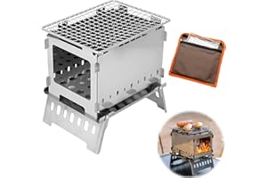 DAWRIS Fornello da campeggio a legna Hobo pieghevole con custodia, 3 in 1, attività all'aperto, cucina, escursionismo