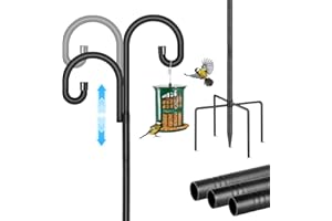 SUIMLMTA Double Shepherds Hooks for Outdoor Bird Feeders Hanging Station 194cm Bird Feeder Poles and Hangers, Heavy Duty Bird Feeding Stand Garden Shepherds Hooks Crook