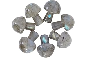 Lovionus89 7 Pezzi di Scultura in Pietra di Fungo di Cristallo, Statuetta intagliata a Mano in Gemme per la guarigione dei Chakra, Pietra di Luna