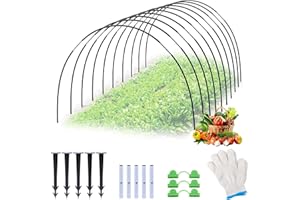 FREE3VITA 30 Pcs Garden Hoops for Raised Beds, Gardens Hoops For Raised Beds Cover with 20 Clips, 20 Connector Tubes, 20 Ground Pegs & Glove, DIY Garden Tunnel Cloche Kit for Outdoor Plant Protection（43CM）