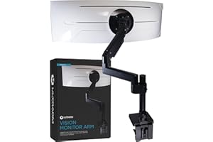 ULTRARM Heavy Duty Monitor Arm for Ultrawide Monitors up to 57" and 44 lbs, Single Desk Stand, Pneumatic Height Adjustable, Modular Extension Arms - Max VESA 100x100, Black, MA20P-S