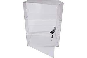 PC3721@ 1 Vetrina acrilica trasparente lucida con sportello anteriore e lucchetto di sicurezza (406 x 300 x 203 mm)