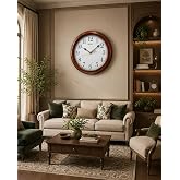 SEIKO Elegent Yuvarlak Kahverengi Ahşap Duvar Saati Ev, Ofis i&ccedil;in İngilizce Sayı Tasarımı (Boyut: 33 x 4,4 x 33 cm, 920 Gram)