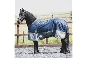 EQUITACK YOUR PASSION IS OUR MISSION Equitack 1200 Denier Pferdedecke Outdoor Winterdecken Weidedecke mit 100 G Füllung Regular Navy/Grau 135cm
