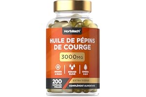 HORBÄACH Huile de Pépin de Courge 3000mg | Pumpkin Seed Oil | 200 gélules | Huile de Graines de Citrouille | Pressé à froid et extra vierge | Horbaach