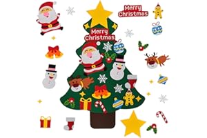 SONFEDO Árbol de Navidad de fieltro, árbol de Navidad de fieltro para niños, árbol de Navidad de fieltro DIY con adornos extraíbles, decoraciones para colgar en la pared de Año Nuevo, (newC)